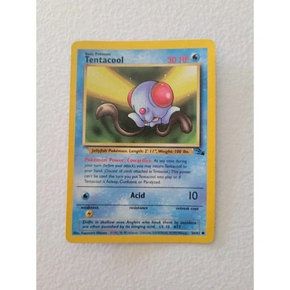 Pokemon Tentacool Card with Yellow and Blue